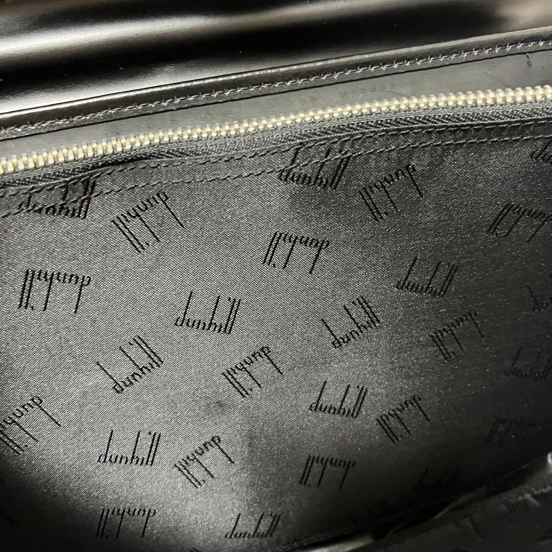 Dunhill Clutch Bag Second Bag Black Nylon x Leather Flap Lock & Key Men’s Used