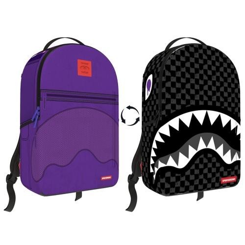SPRAYGROUND LIMITED EDITION BACKPACK NEW REVERSIBLE V2 PURPLE BLACK CHECKERED