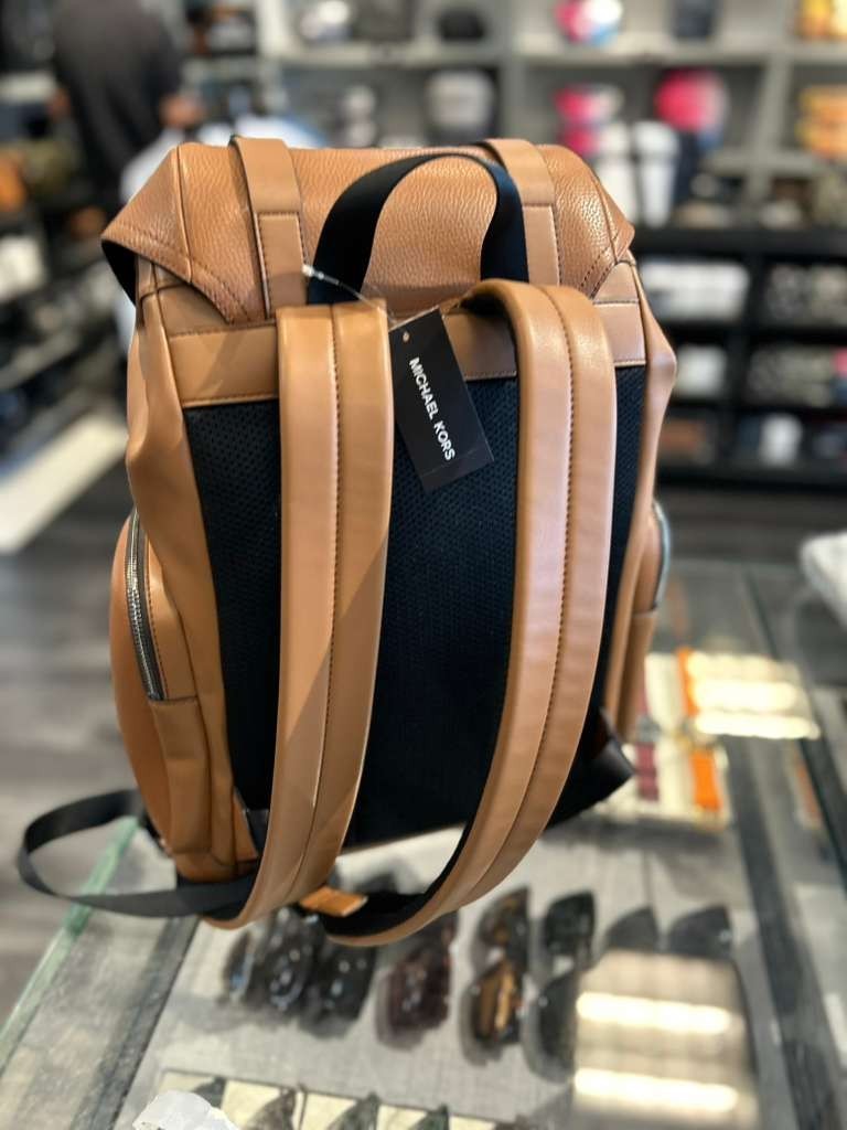 Michael Kors Cooper Men Leather Side Pocket Buckle Travel City Backpack MK