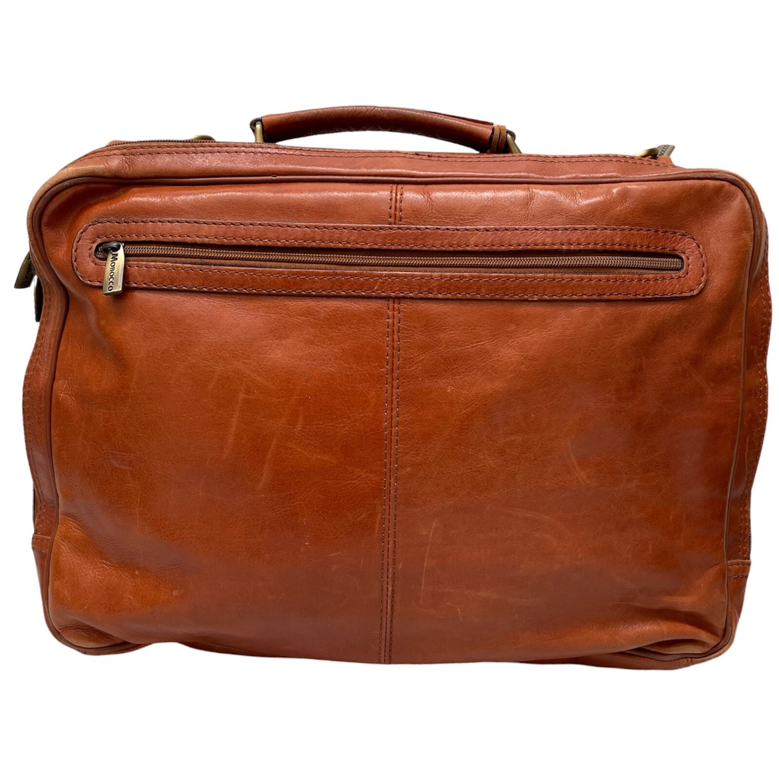 Vintage Morocco Brown Leather Shoulder Messenger Briefcase Bag
