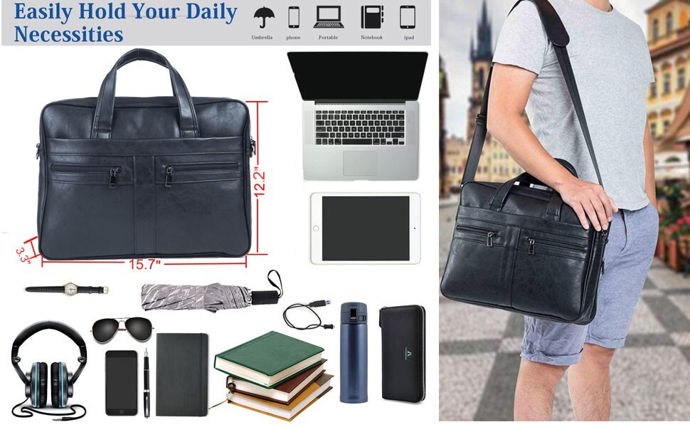 Men Genuine Leather Briefcase Shoulder Messenger Bag Business Work Bag Handbag