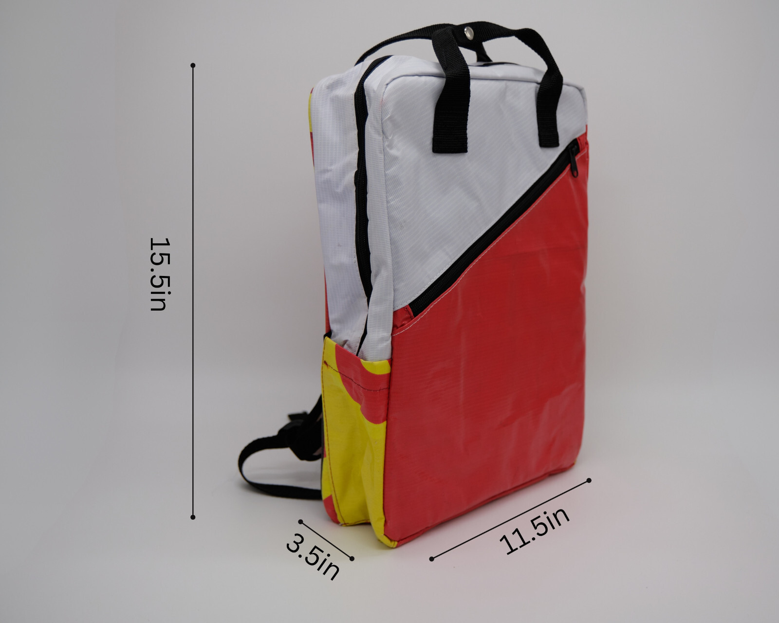 Recycled Backpack Unisex Red Upcycled Backpack Ecofriendly Urban Style