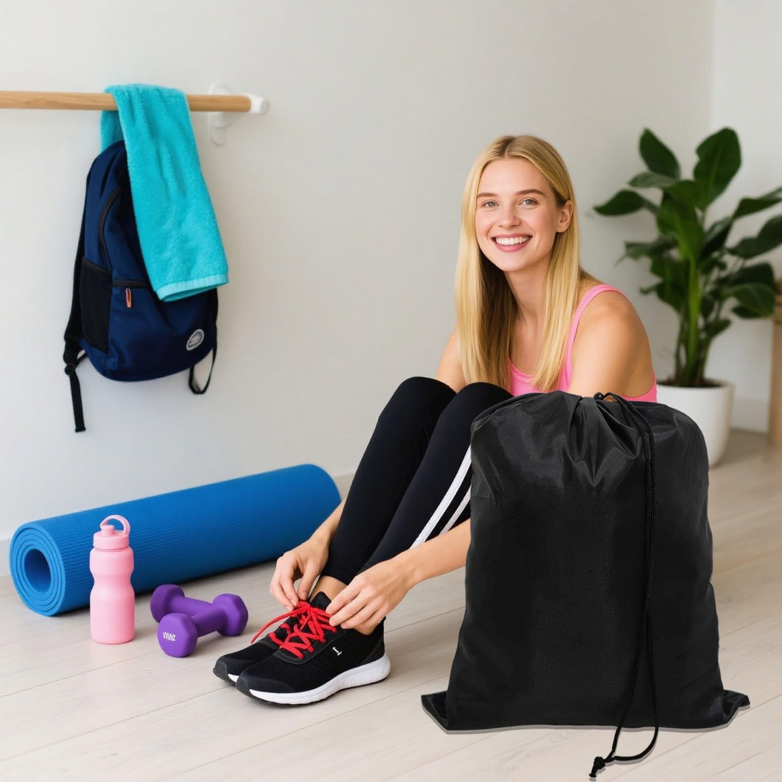 10-Pack Drawstring Bags with Toggle Closure – Lightweight & Durable Nylon Gym…