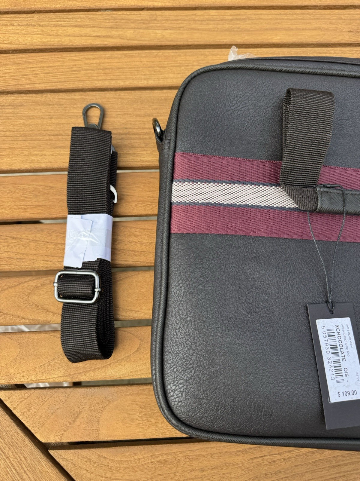 NWT ted baker Nevver striped PU leather document bag New With Tags Designer