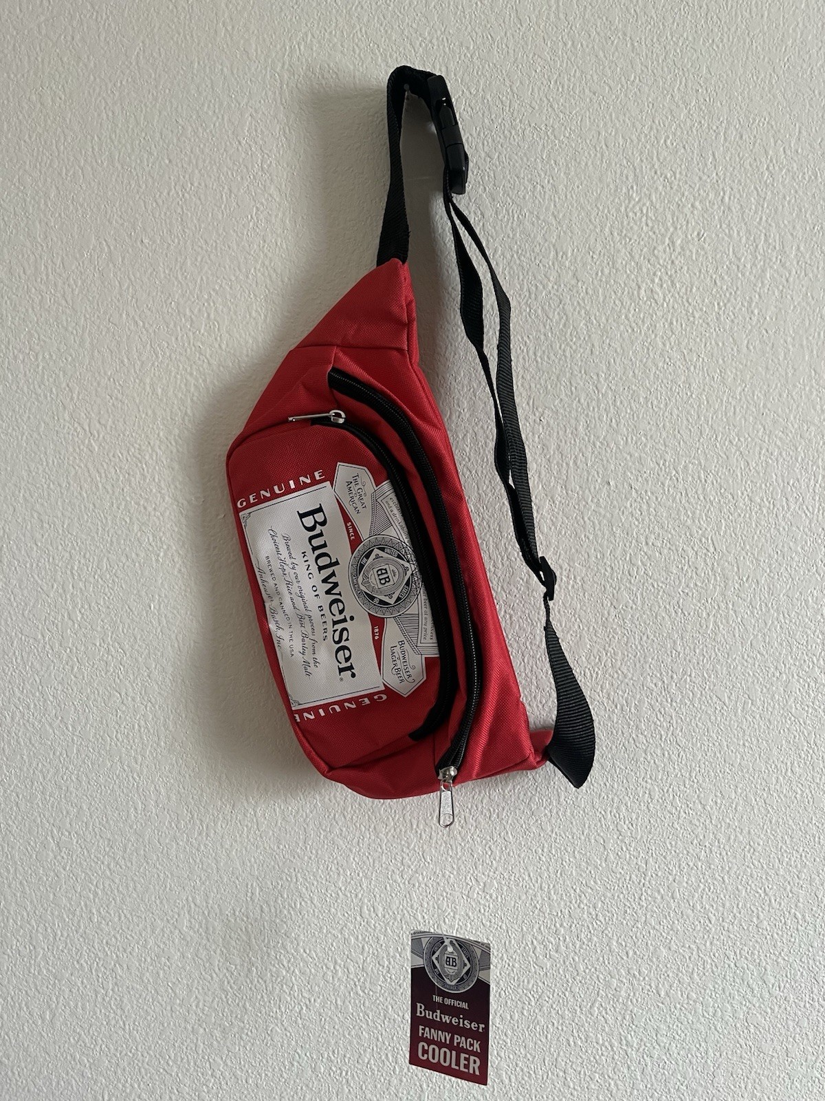 Budweiser NWT Fanny Pack Insulated Cooler Belt Bag Red Black NEW