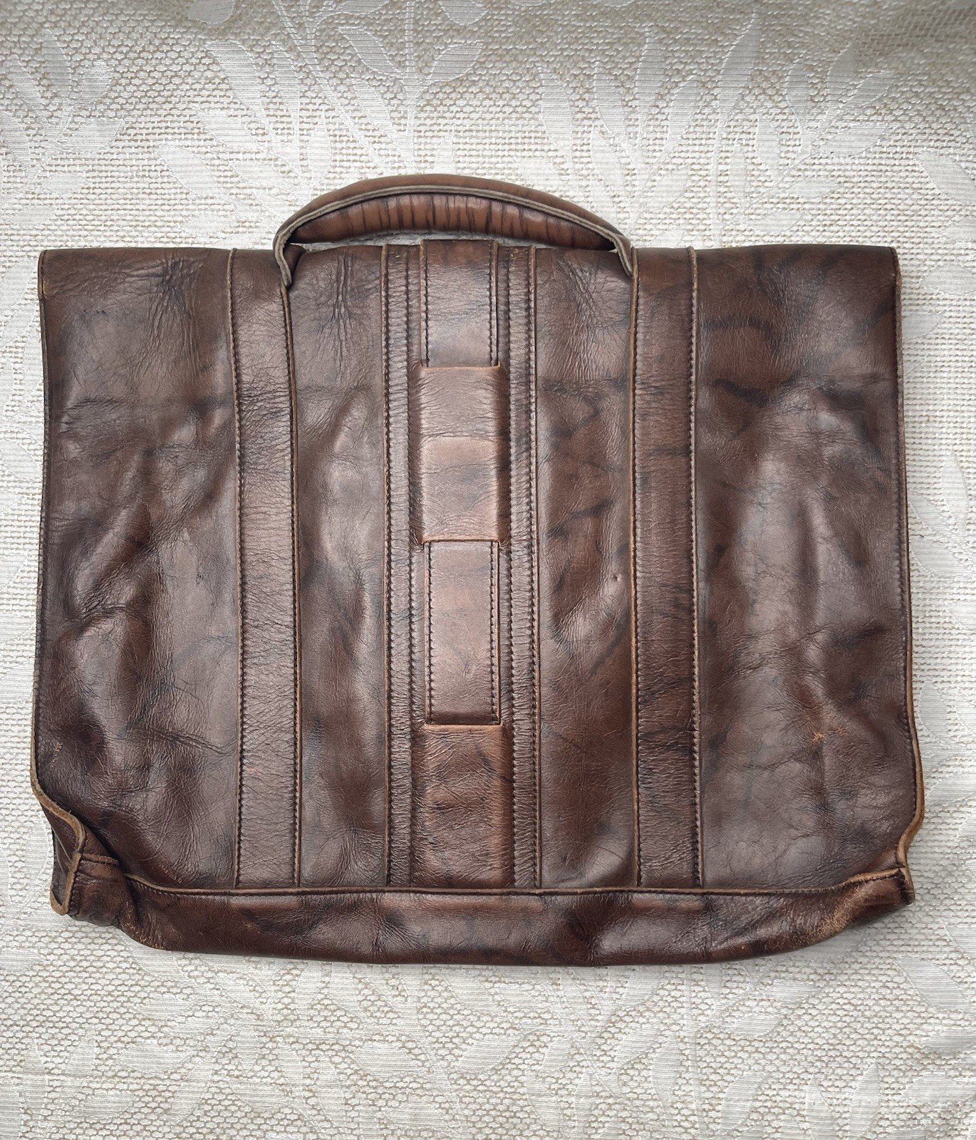 Rustic Vintage distressed brown leather briefcase portfolio bag Handmade 12×16.5