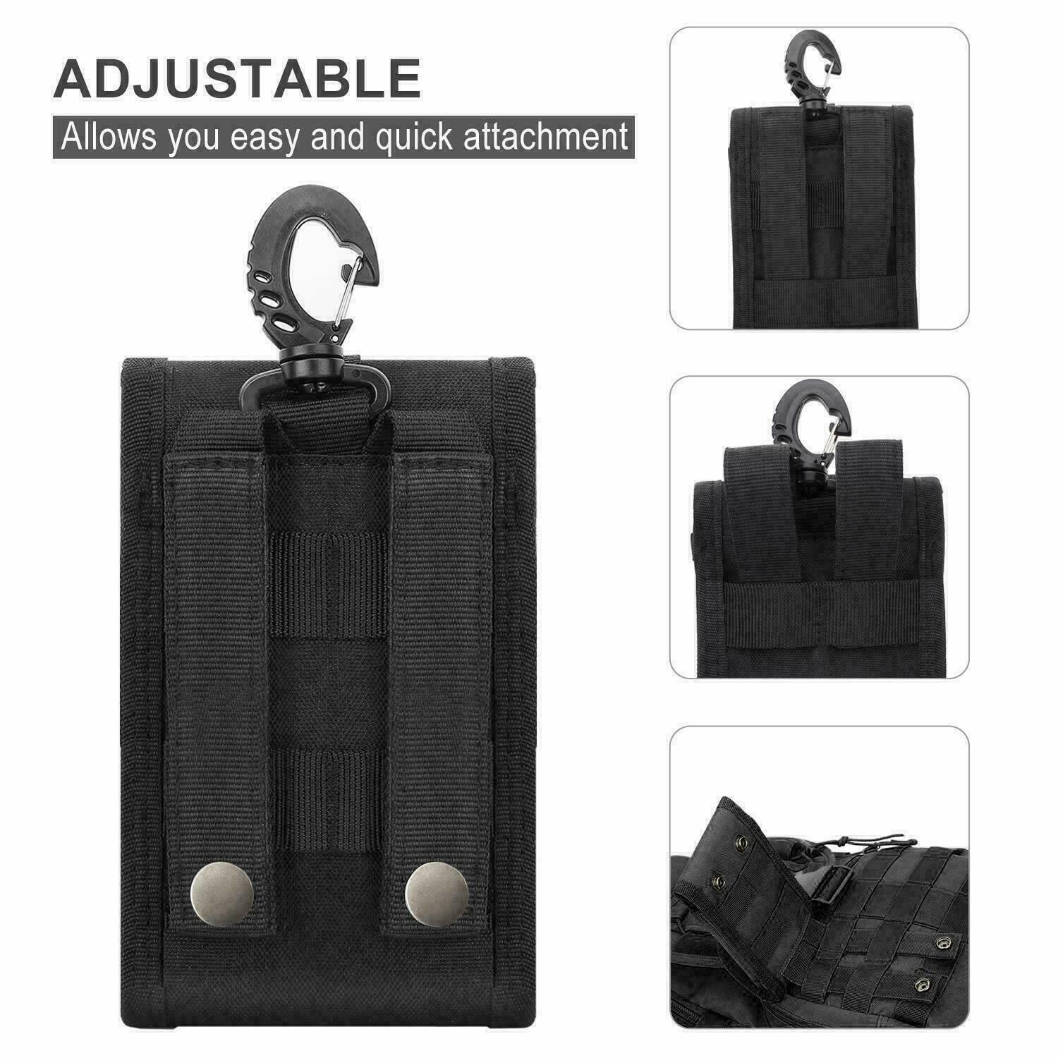 Tactical MOLLE Phone Pouch Compact Waist Clip-On Holster Smartphone Case Black