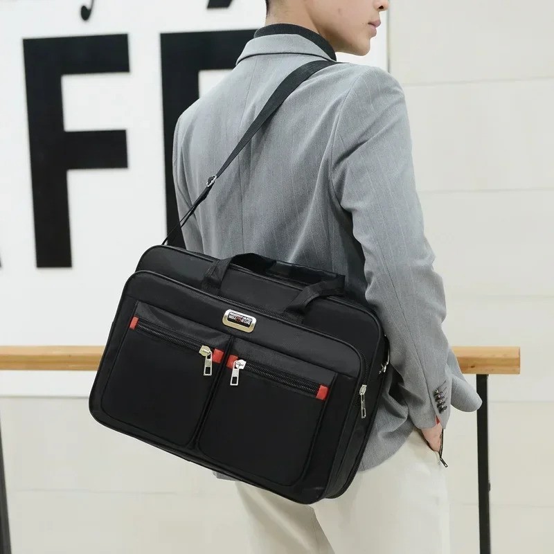 Men Large Capacity Business Briefcase Portable Versatile Shoulder Bag Multiple