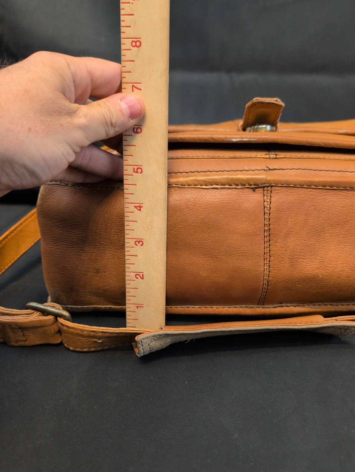 Vintage TUMI Light Brown Leather Crossbody Bag