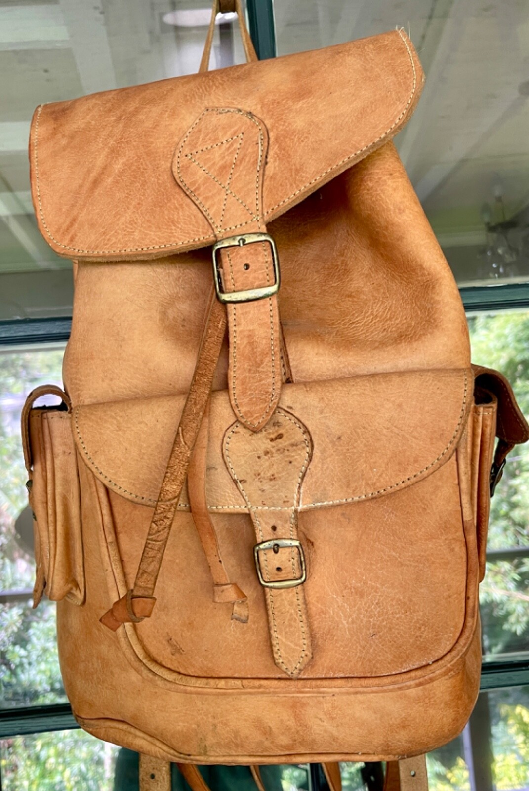 Moroccan ALL Leather Backpack Handmade: 16.5″ x 12″ x 6″