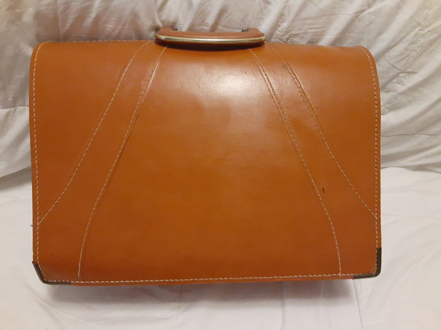 Vintage businessman Briefcase Split Cowhide Leather Doctor’s Bag no key 16x6x12″