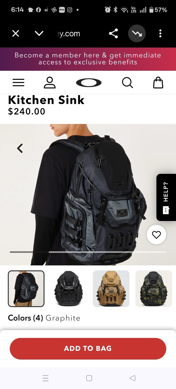 Oakley Kitchen Sink backpack 34L 17″ Laptop Tactical Hiking Back Pack EUC