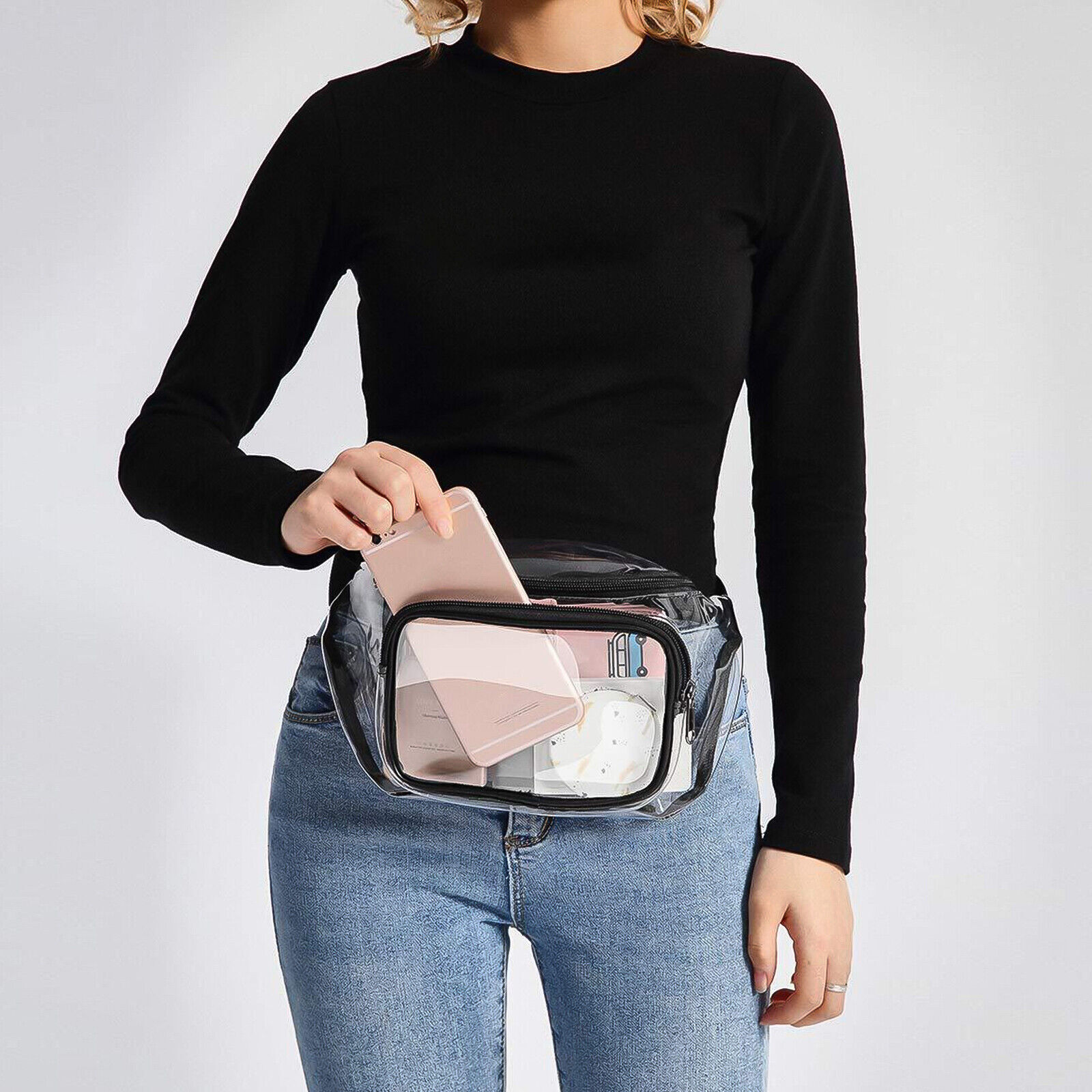 Waterproof Men Women Waist Bag Clear Fanny Pouch Outdoor Travel Pack Adjustable
