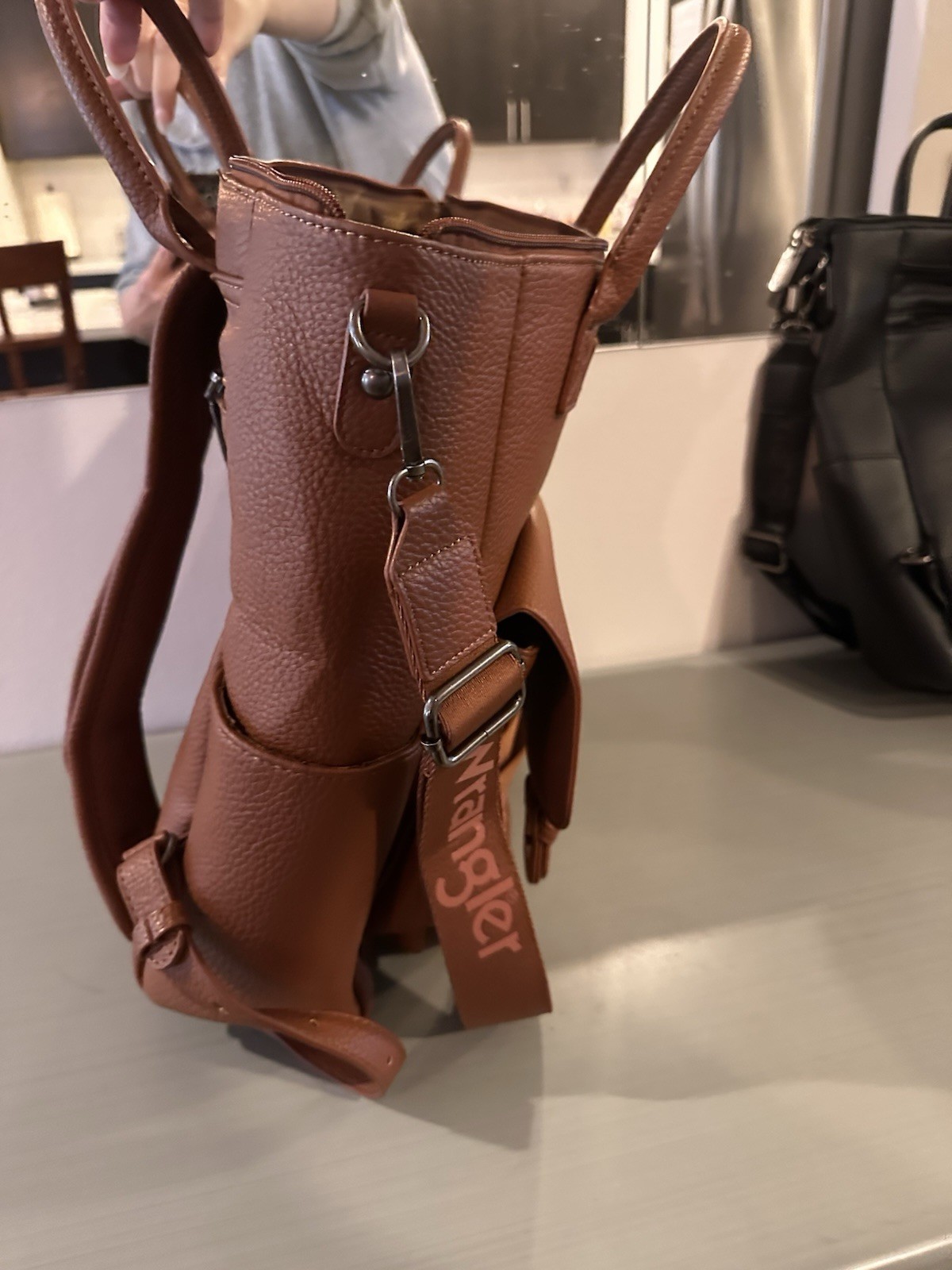 Wrangler Brown Medium Backpack Top Handle Zip & Buckle Closure Adjustable Straps