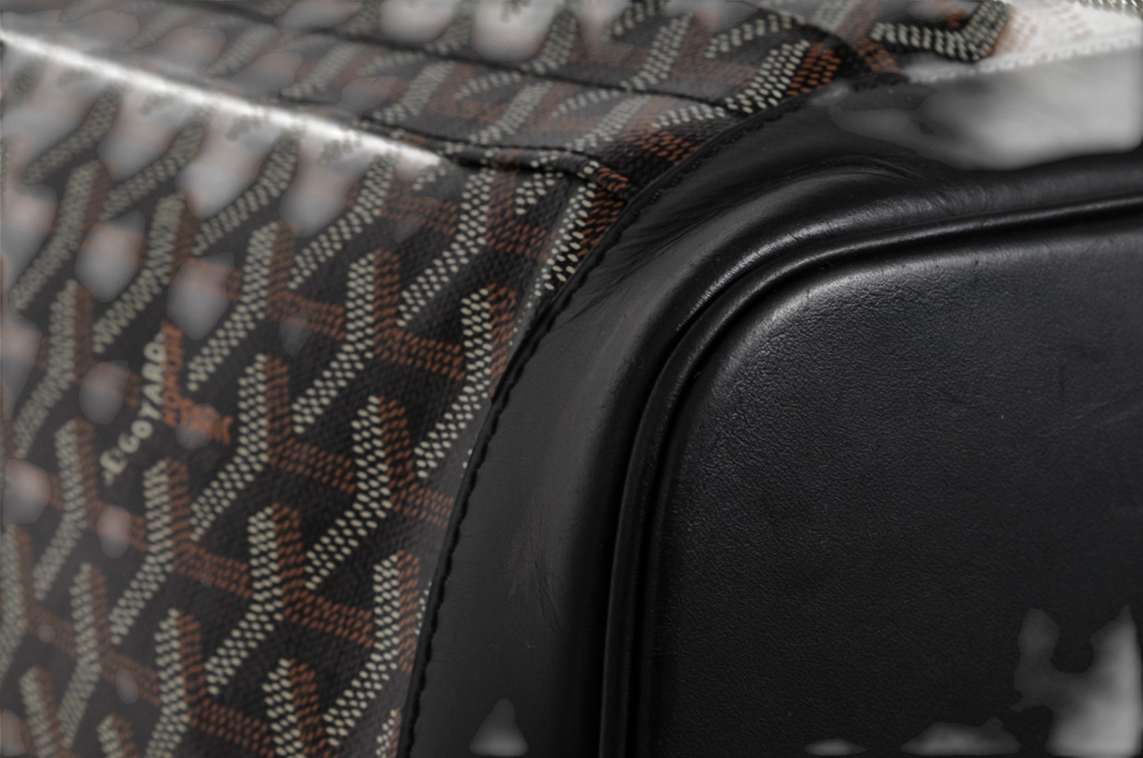 Goyard Alpin MM Backpack Black Leather Drawstring Strap Crossbody Travel Bag