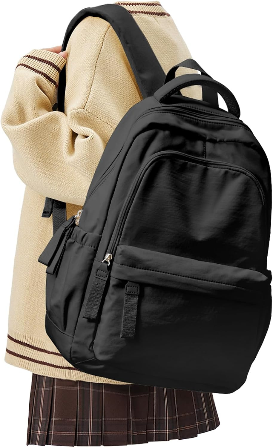 Black Backpack for Men Women, Lightweight Basic Causal Daypack Travel Carry on B