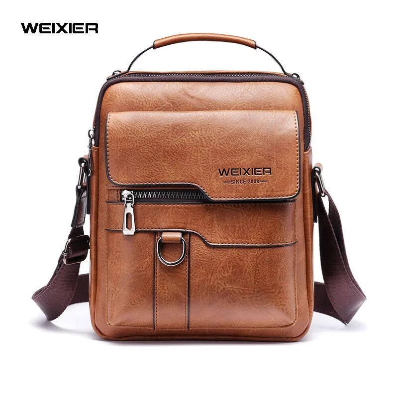 WEIXIER Men Crossbody Bag Shoulder Bag PU Leather Messenger Bag Handbag