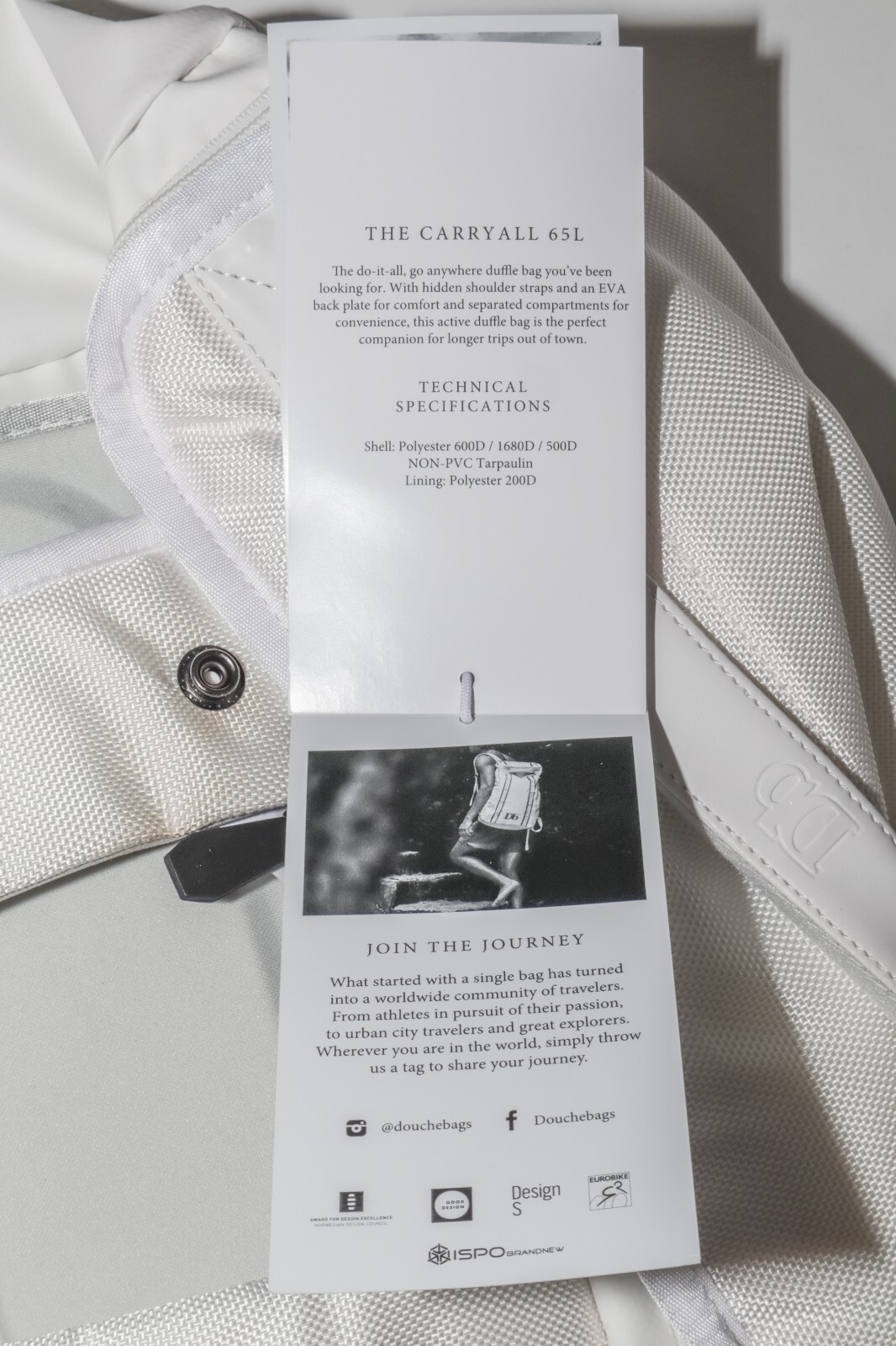 Douchebag The Carryall Duffle Backpack 65L Pure White 166A02