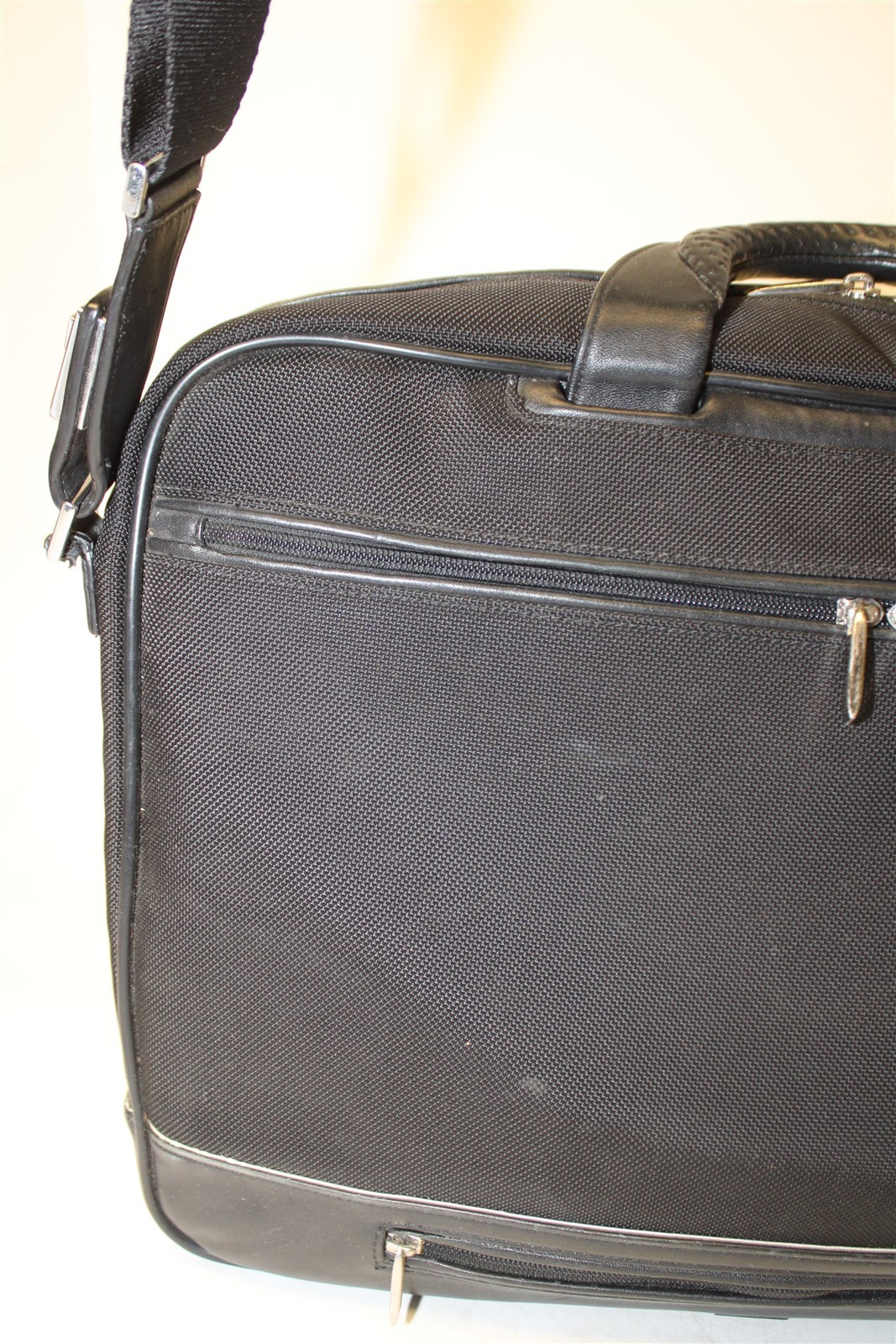 Tumi x Supermicro Alpha Ballistic Black Canvas Leather Travel Messenger Bag