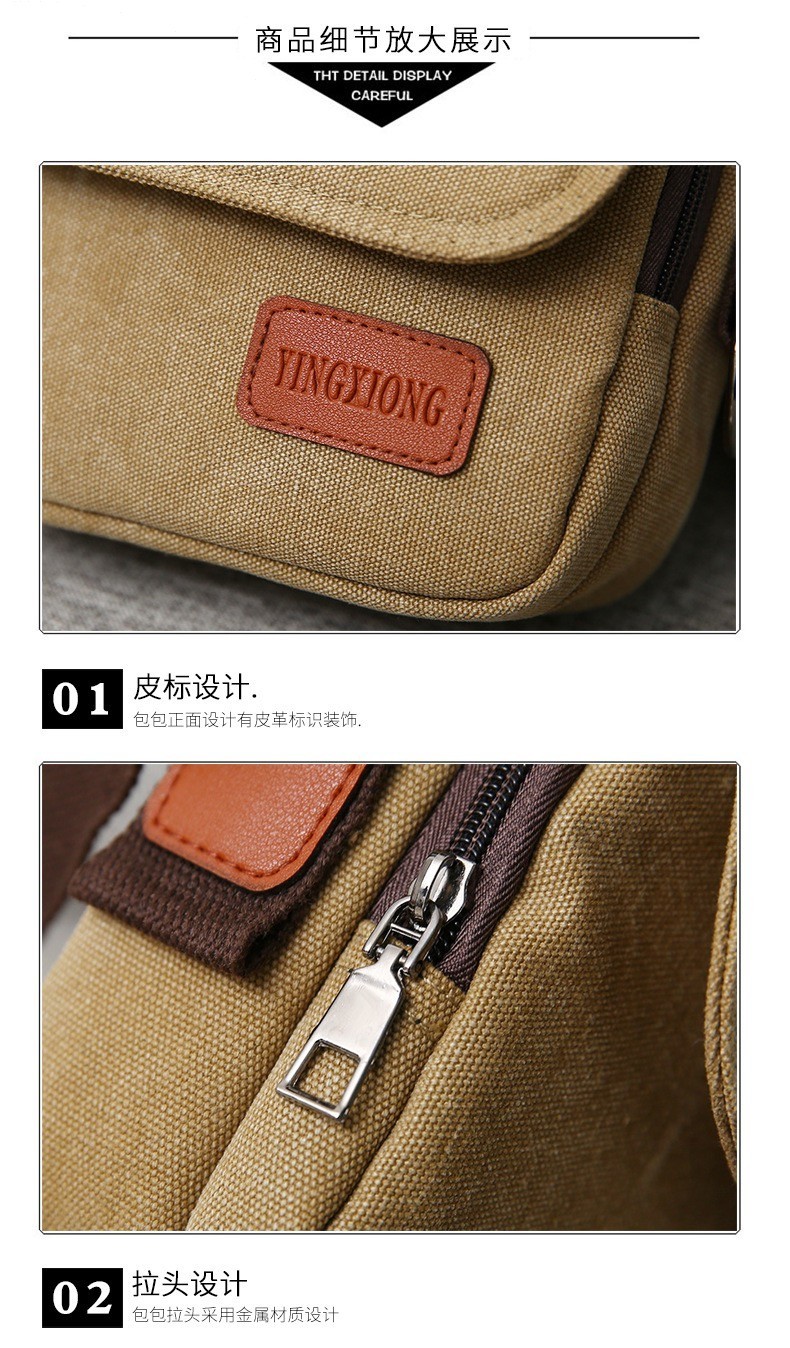Vintage Canvas Messenger Bag for Men, Multi-Pocket Casual Shoulder Bag