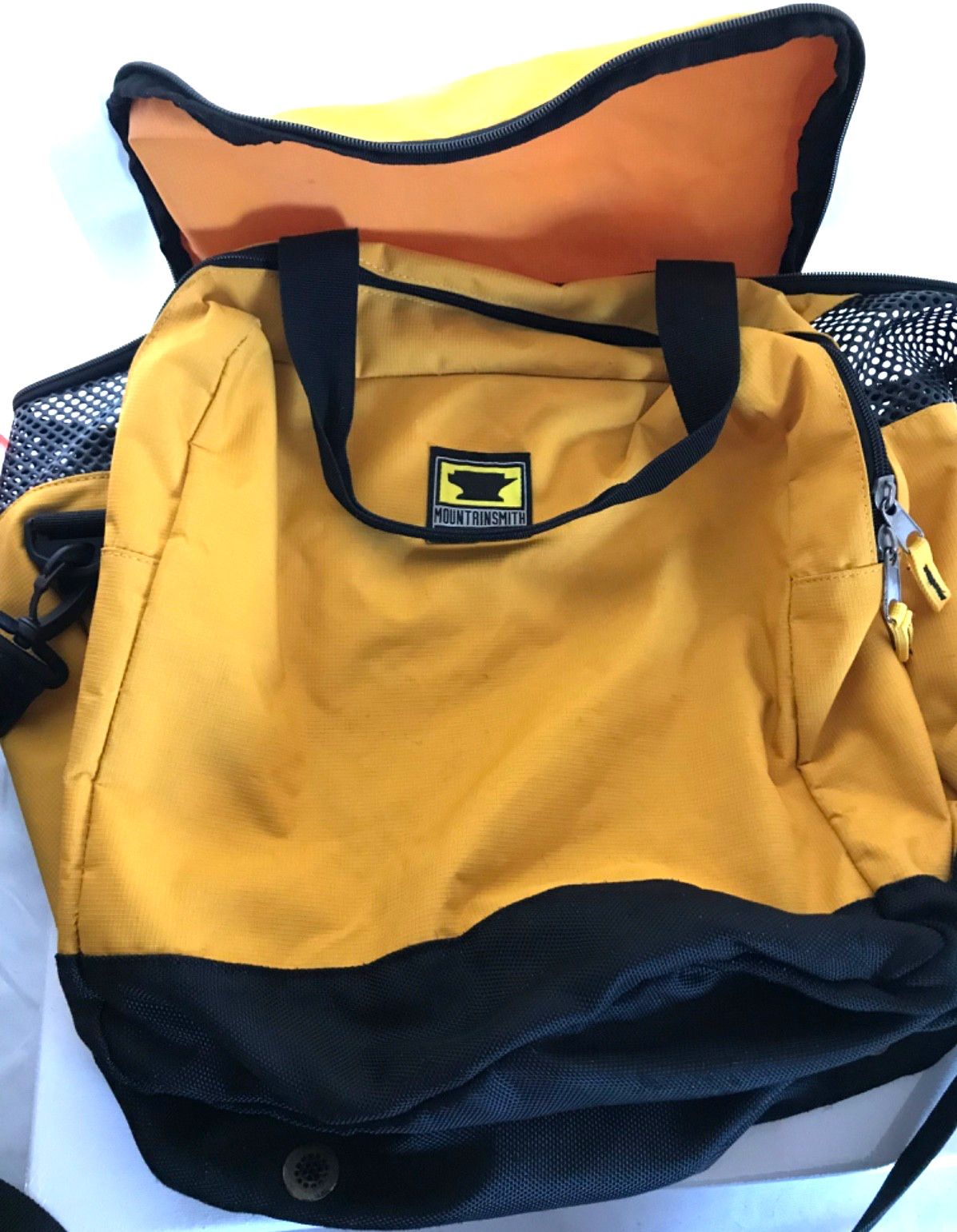 Mountain Smith Yellow 2- Zip Tote , Gear Bag Over Shoulder strap handle 8×13 x14