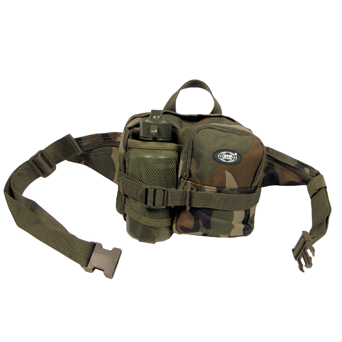 MFH Military Waist Bag + Bottle Fishing Police Hunting Travel Paintball Black
