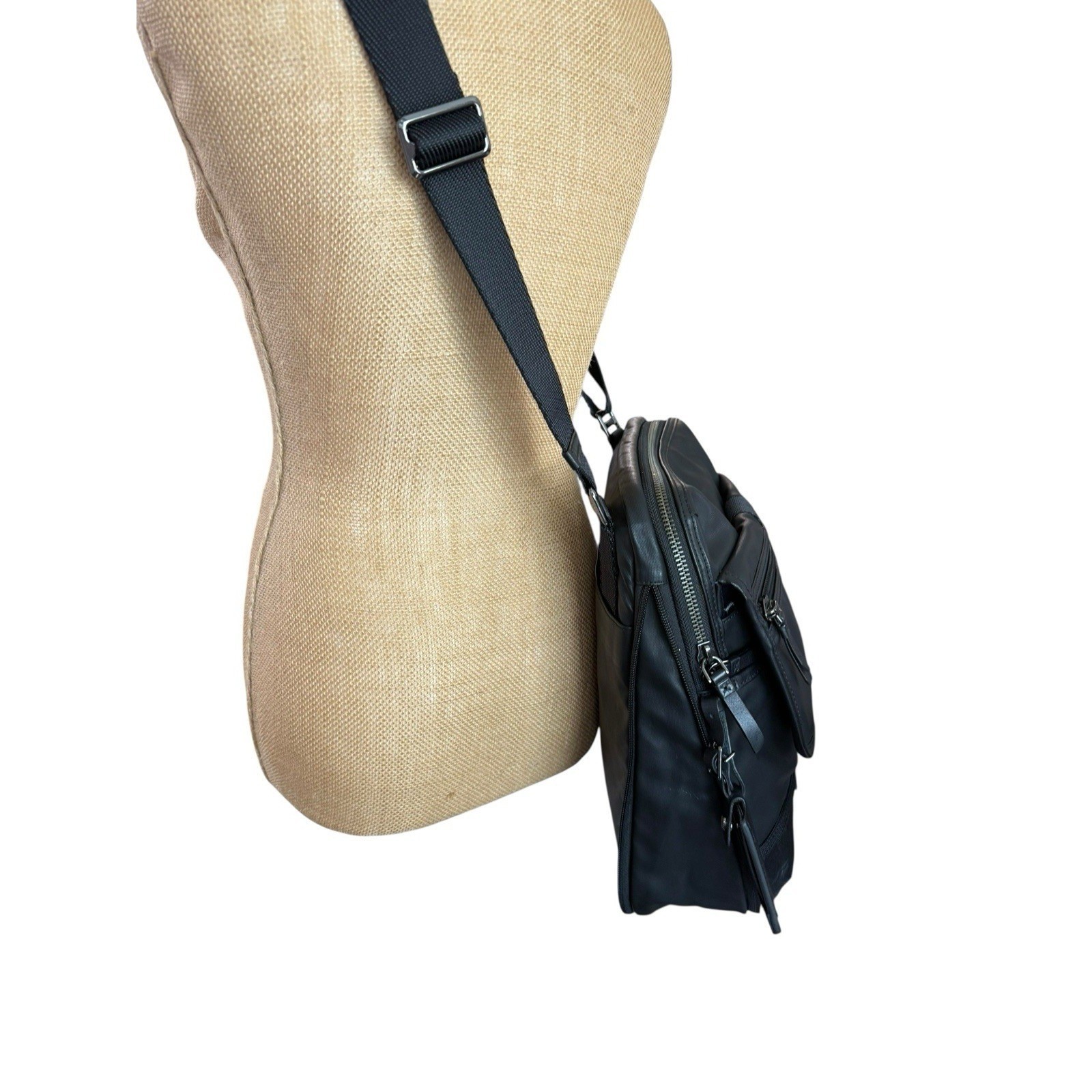 Tumi Alpha Bravo Black Ballistic Nylon Crossbody Messenger Bag WF Monogram