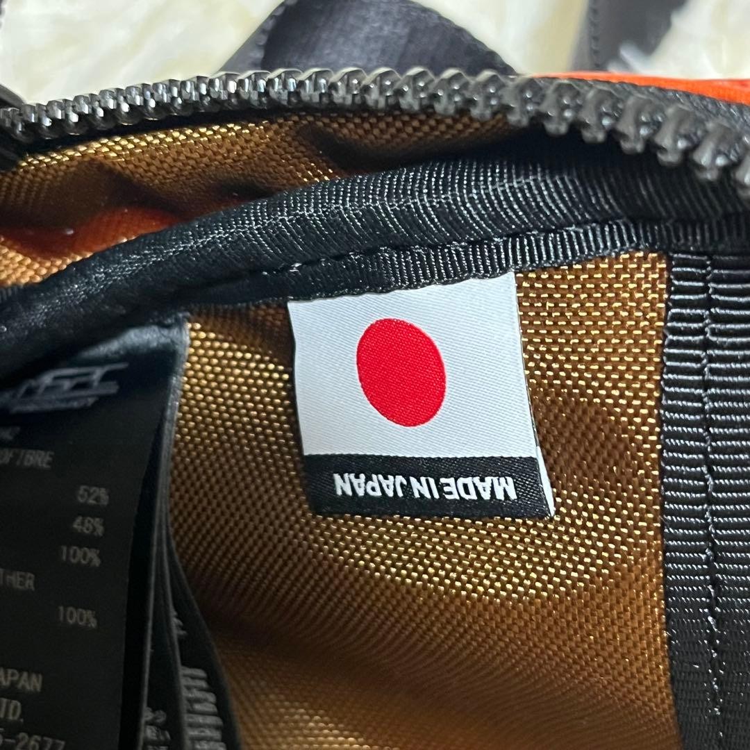Master-Piece Unused Nylon Leather Body Bag Waist Pack Orange/Black 18cm x 30cm