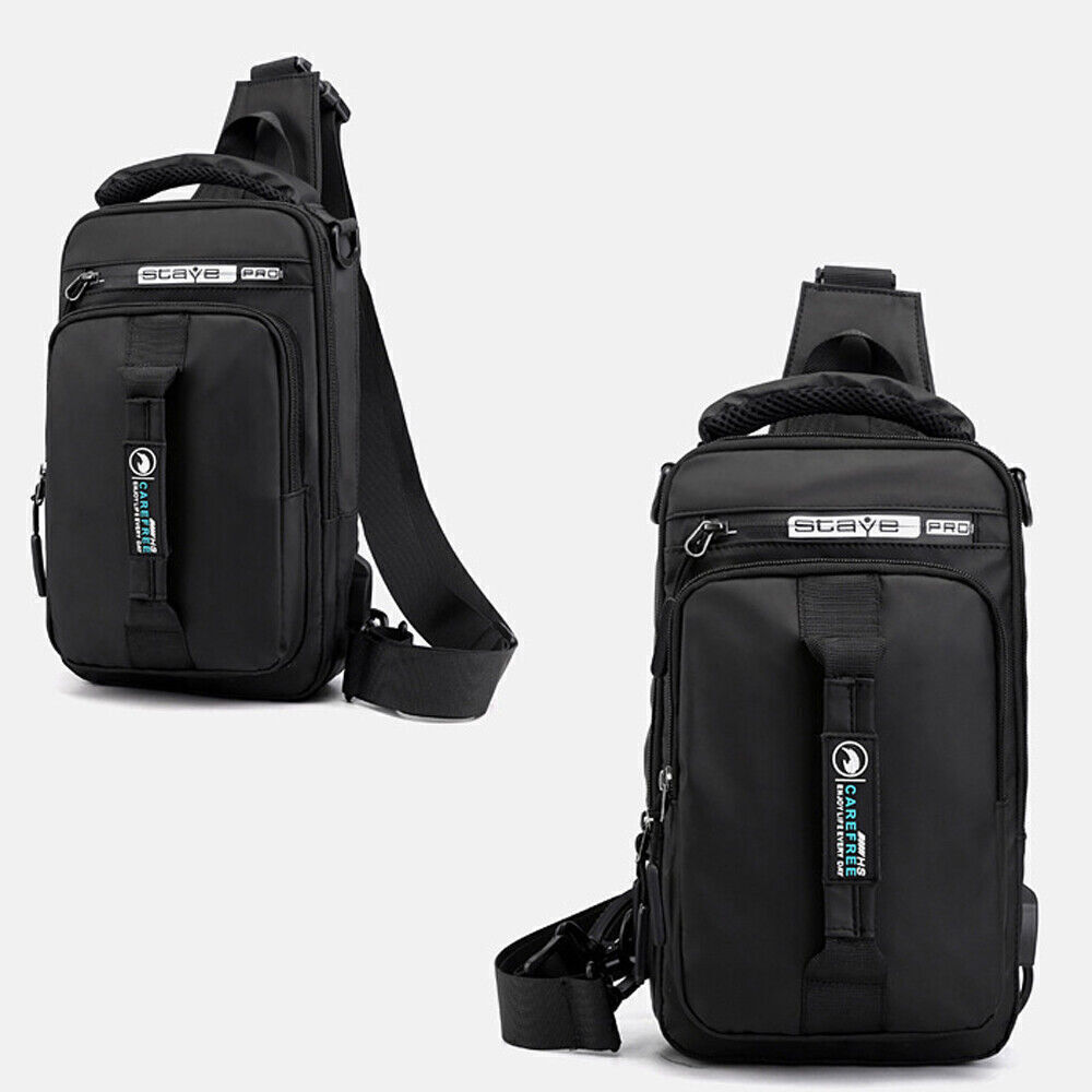 Anti-theft Chest Shoulder Messenger Backpack Men Sling Crossbody Bag USB Port US