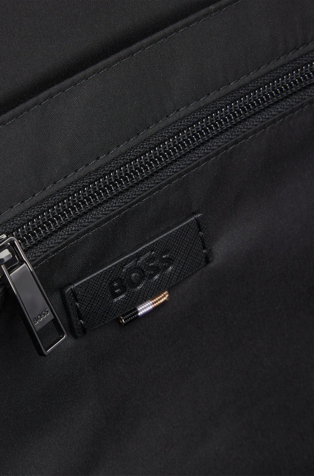HUGO BOSS $330 MONOGRAM BACKPACK Travel BAG Regnerated Leather Black AUTHENTIC