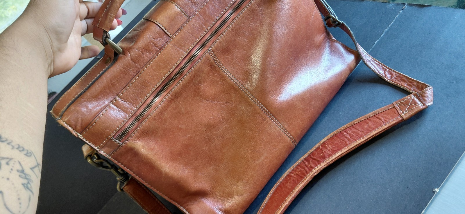 distressed heritage classic vintage executive tan leather briefcase mesenger Bag