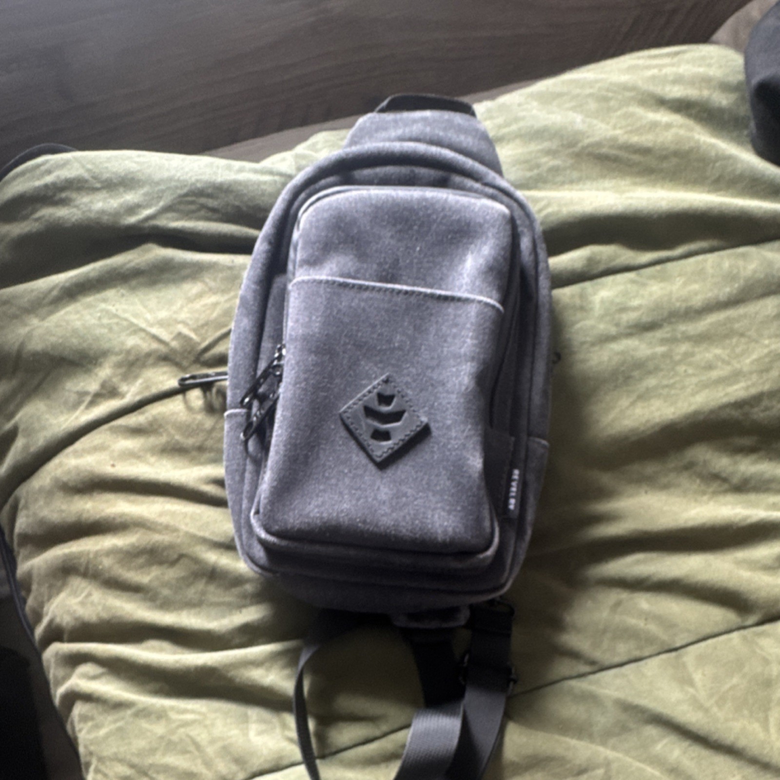 Revelry Gray Water Resistant Crossbody Bag Zip Closure for Men Casual Travel