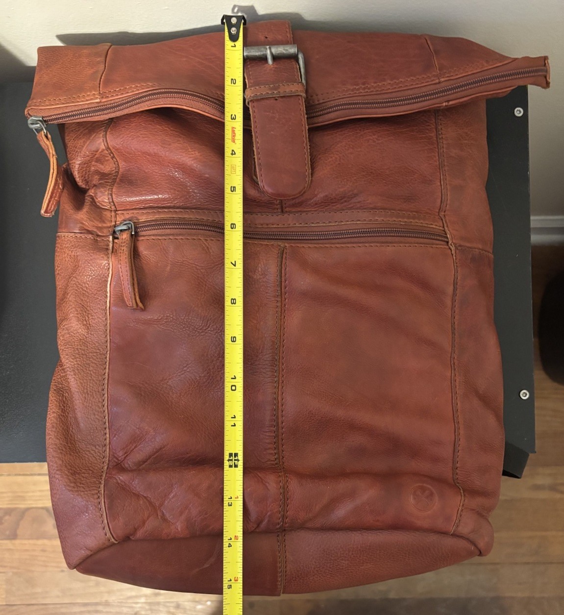 Hide & Stitches Rolltop Leather Backpack – Dark Cognac