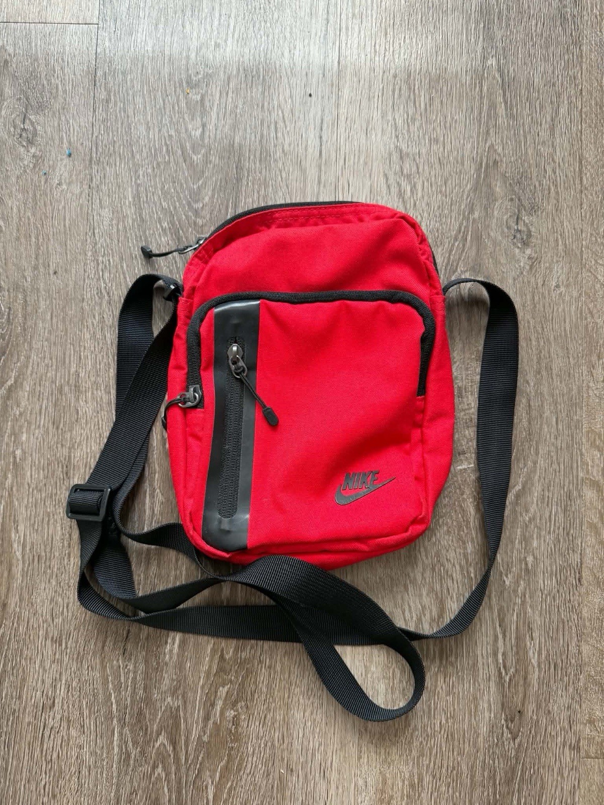 Nike Red/Black Small Crossbody Bag Logo, Zip Closure, Adjustable Strap Pockets