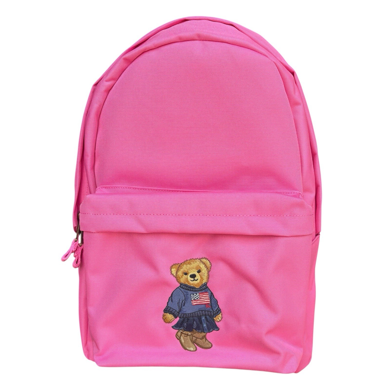 Polo Ralph Lauren Backpack Full Size Laptop Unisex Pink Bear School Bag Canvas