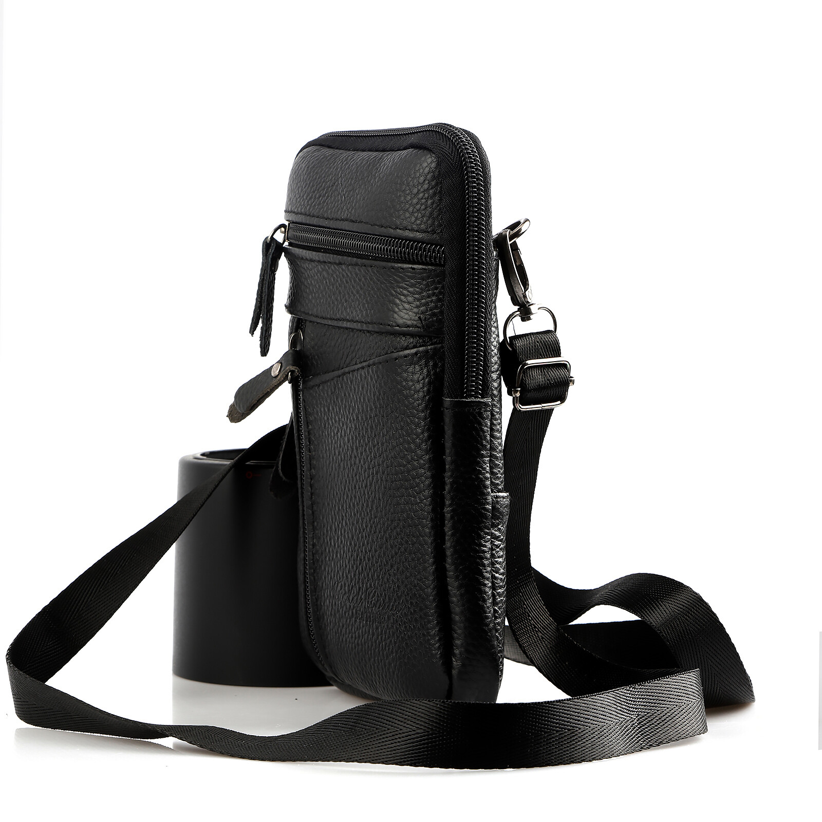 Men Fashion Leather Phone Pouch Belt Bag Shoulder Crossbody Waist Pack Handbag
