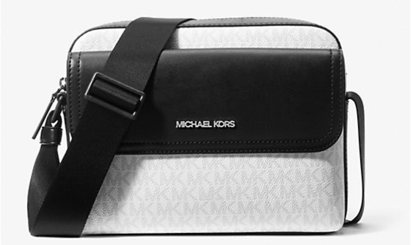Michael Kors Cooper Signature Logo Crossbody Camera Bag Bright White