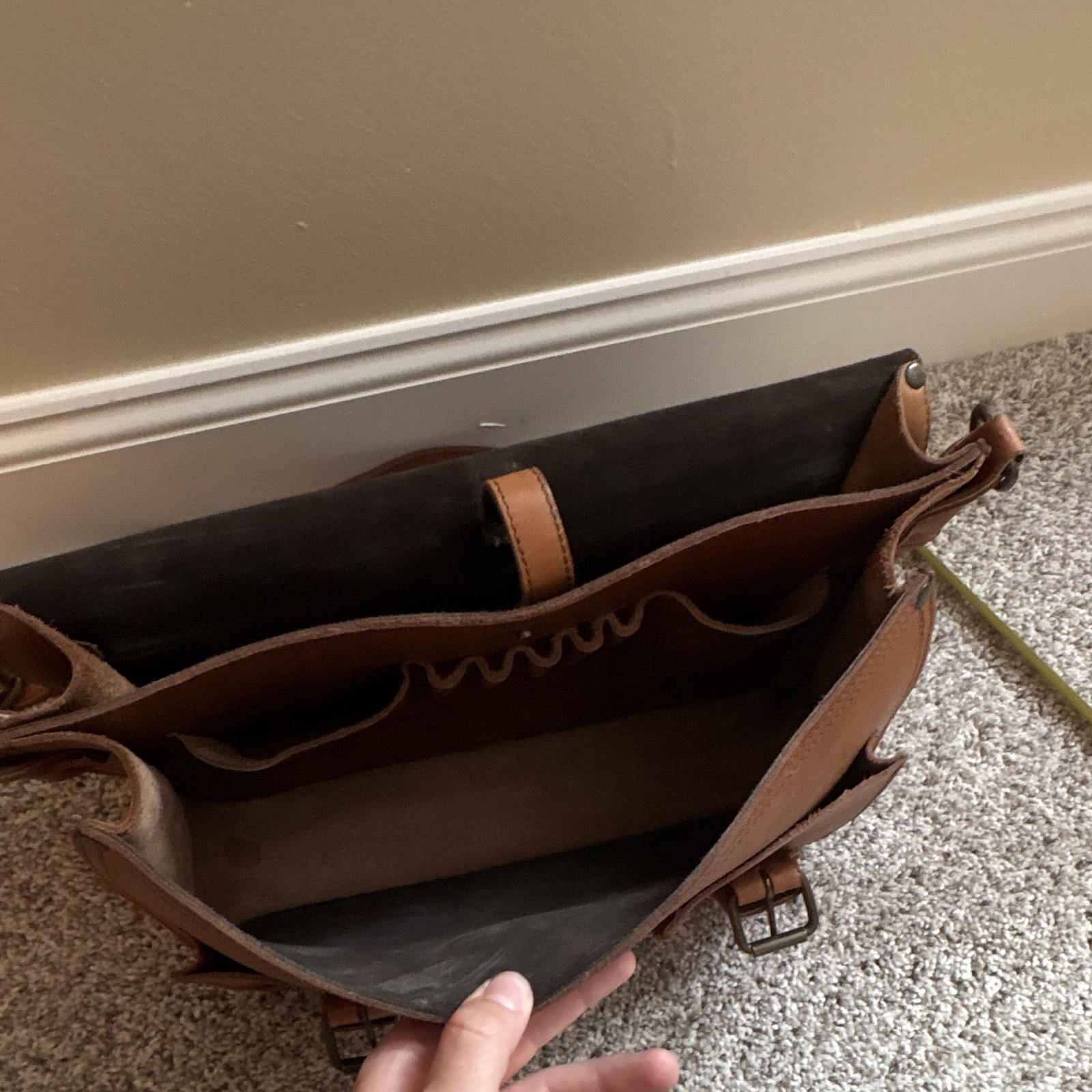 Buffalo Jackson Trading Denver Leather Briefcase Brown Bag w/Strap