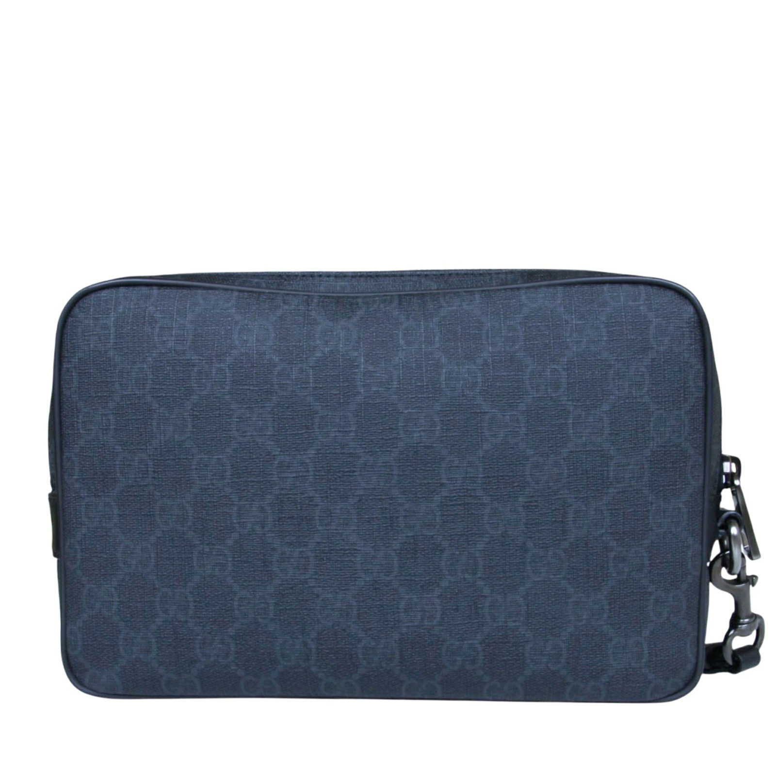 Gucci GG Supreme Clutch Bag Black 337082 543014 PVC Leather Pouch