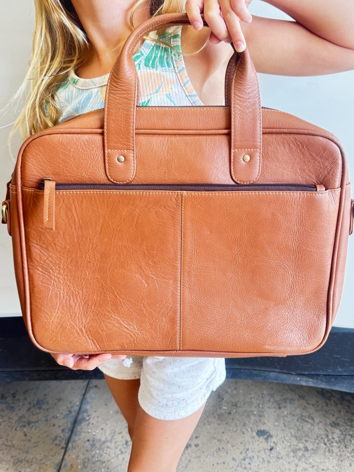 Cuero Guapo Leather Laptop Briefcase Messenger Bag Business Office Travel Brown