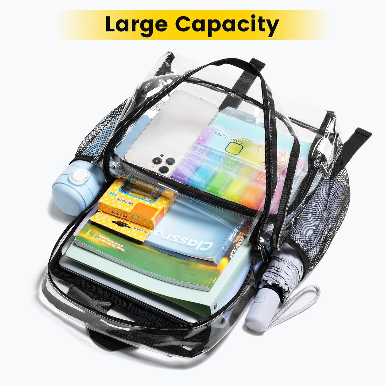 Clear Backpack Heavy Duty – Large Clear Backpacks for School See through Bookbag