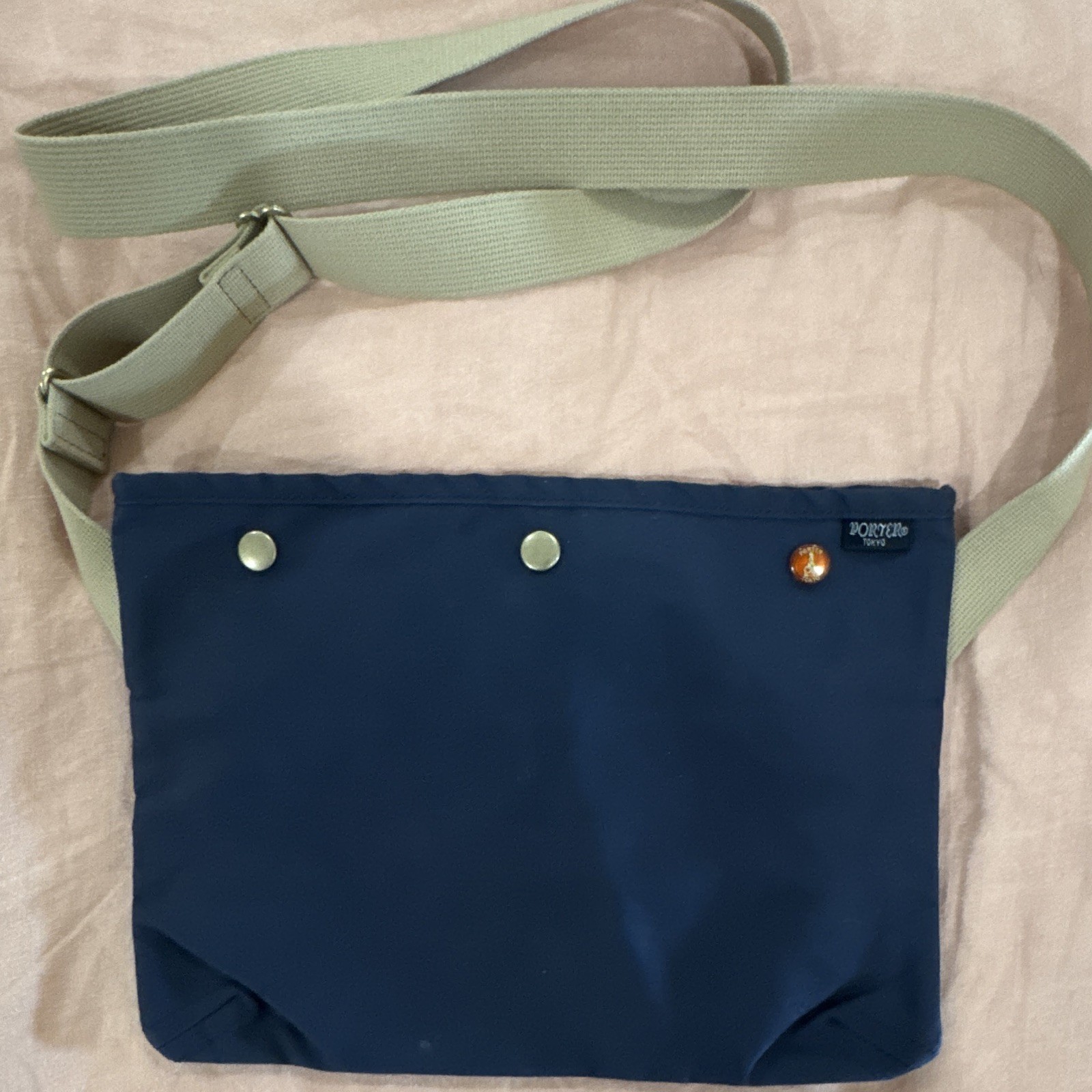 Porter Yoshida Navy Medium Shoulder/Crossbody Bag Adjustable Strap Snap Zip