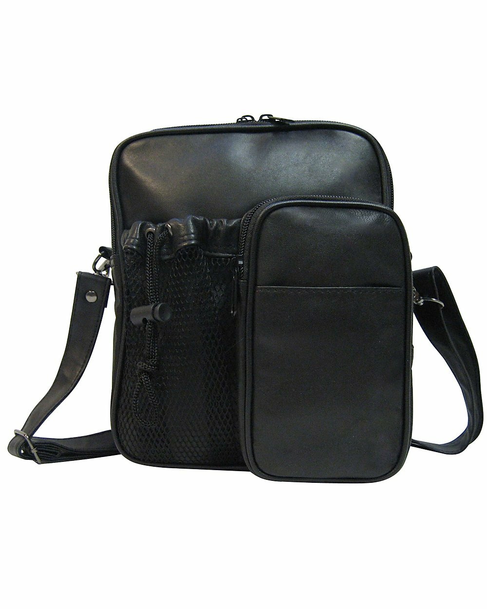 Black Genuine Leather Men’s Messenger Organizer Bottle Holder Bag US Seller