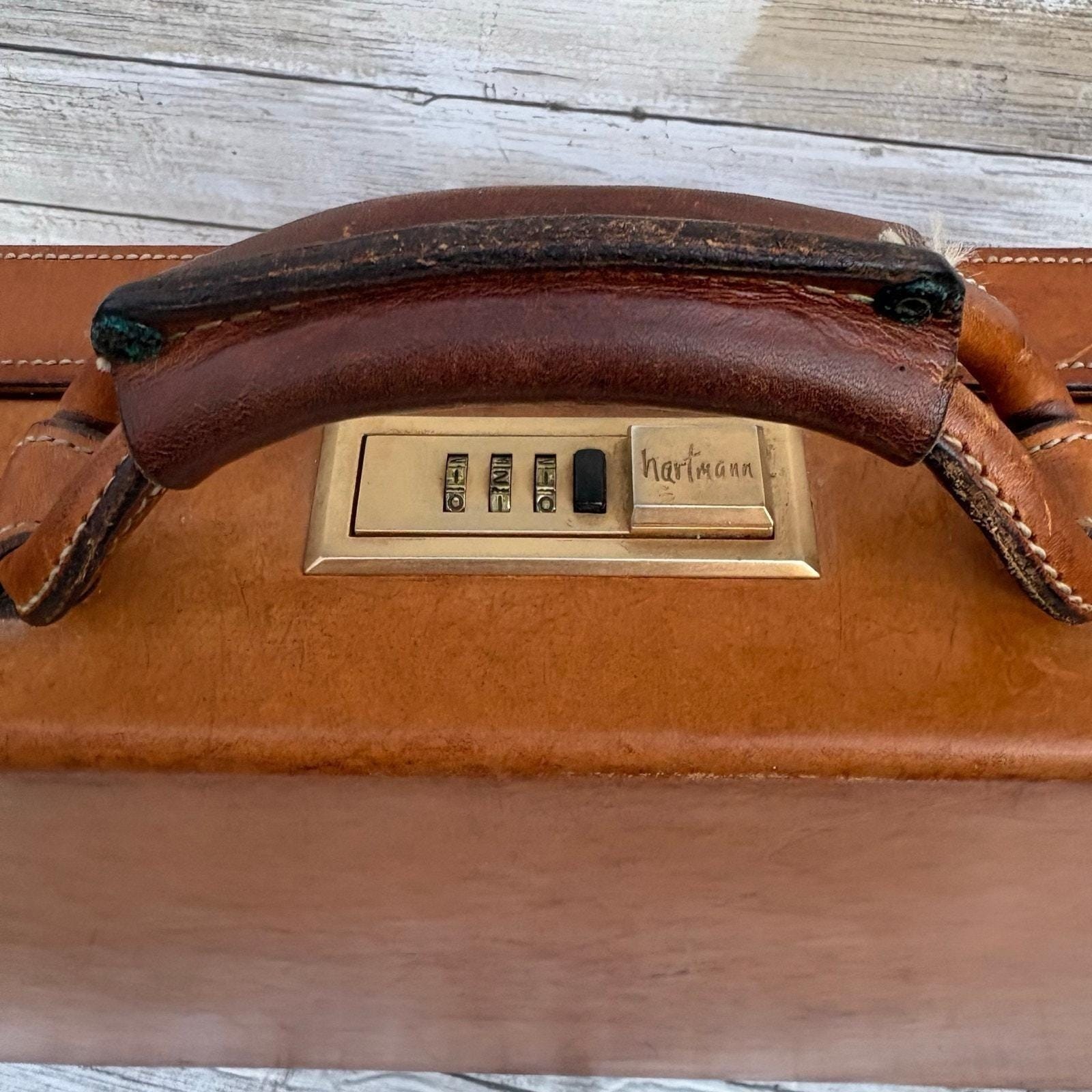 VTG Hartmann Belting Leather Briefcase Attache Brown Organizer 4″