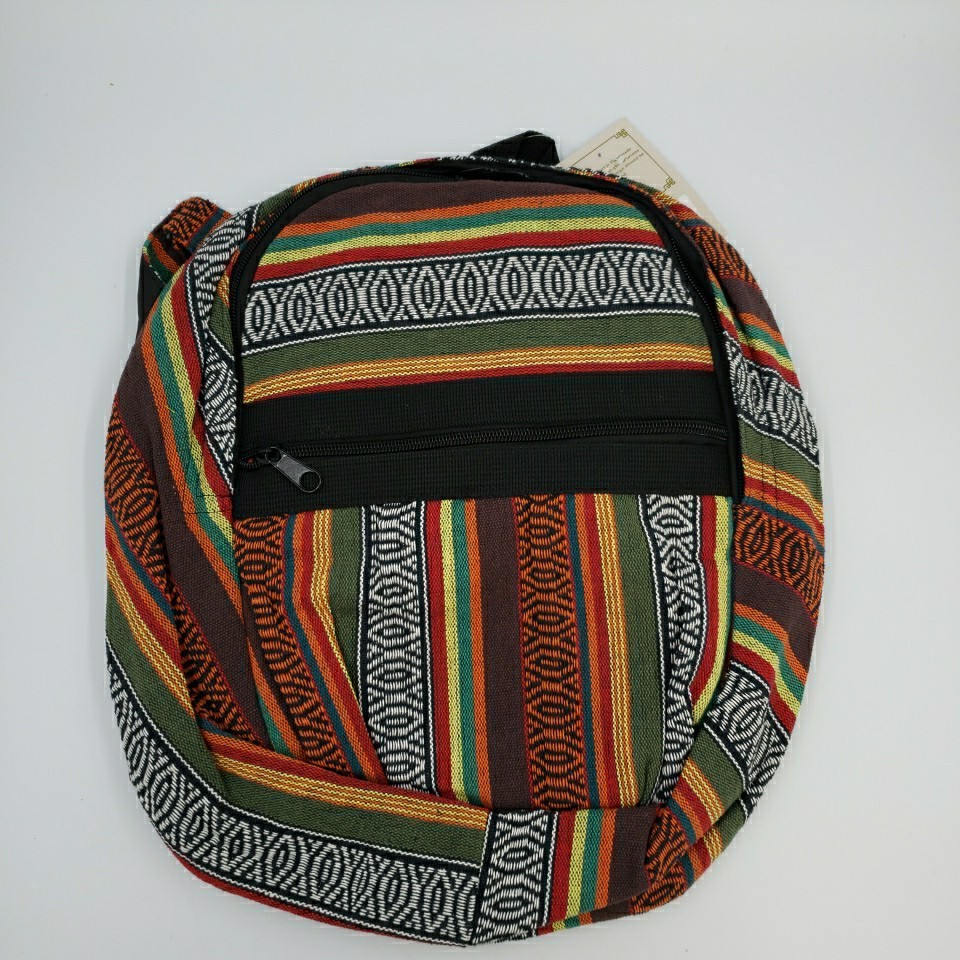 Tribal Geometric Hippie Backpack Jacquard Travel Bag Lightweight Nepal Cotton