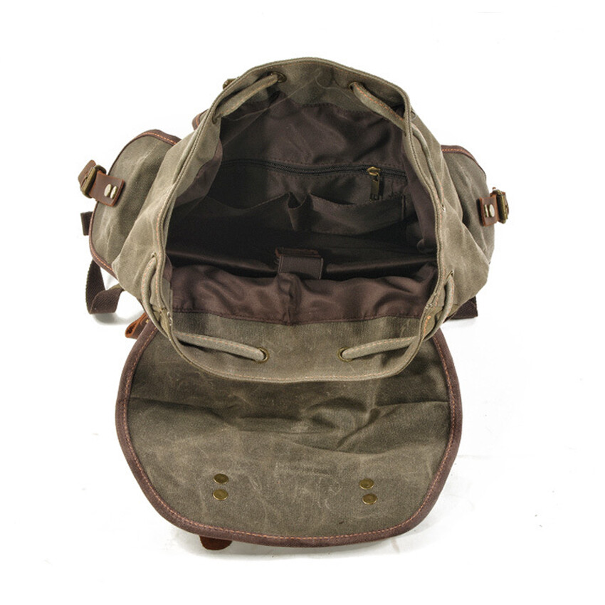 Casual Vintage Canvas Backpack Leather Bags Outdoor Shoulder Rucksack Daypack
