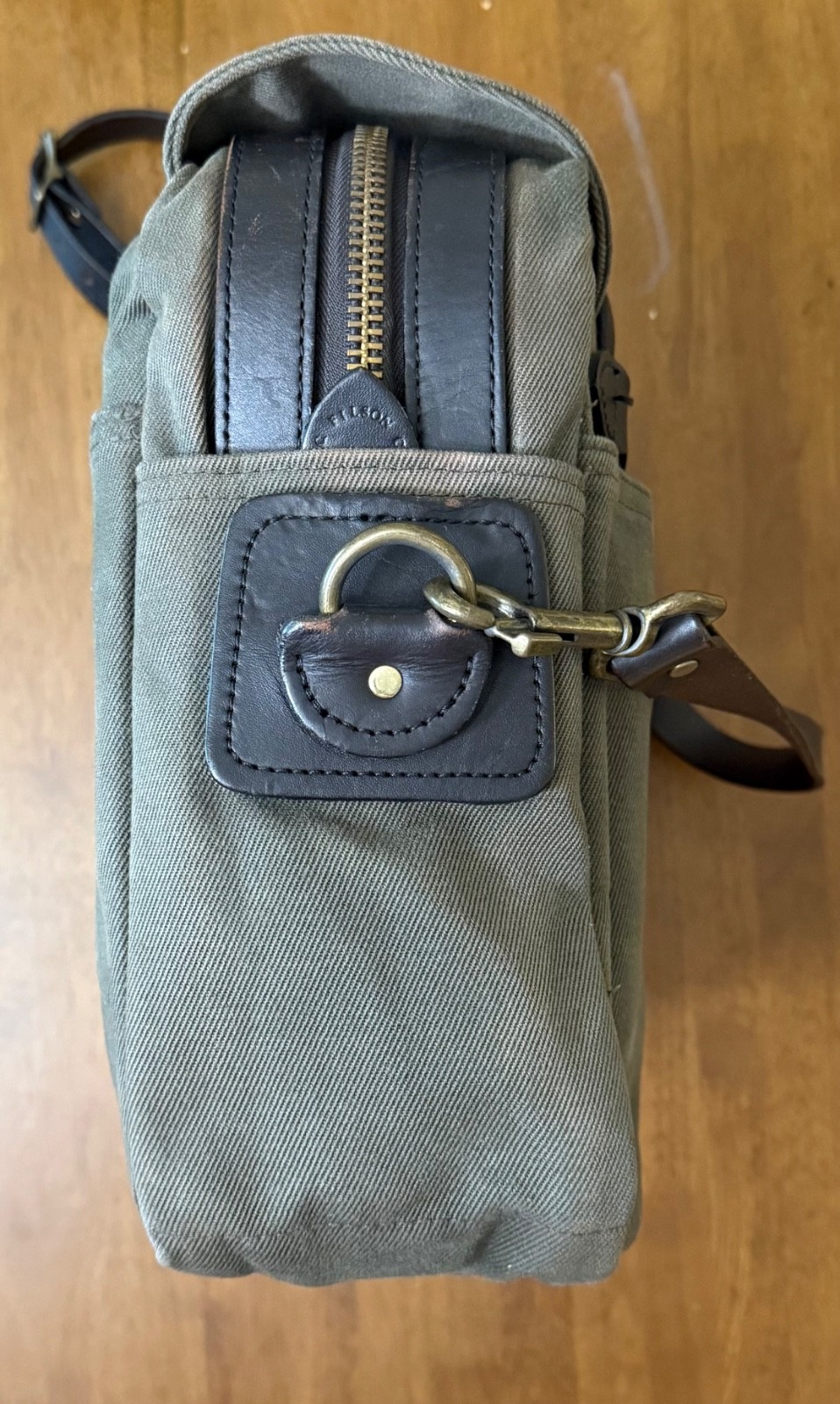 Filson 257 Large Computer Briefcase EXCELLENT COND Otter Green Rugged Twill USA