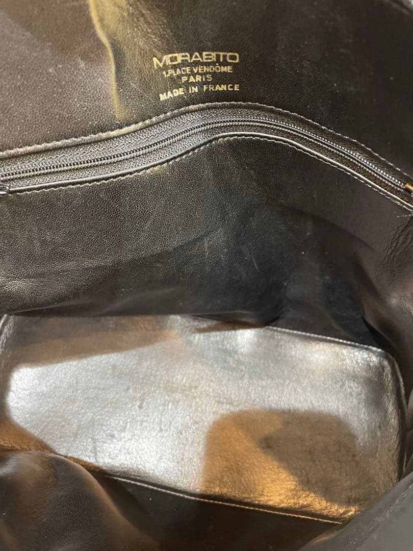Morabito Ostrich Handbag Large Leather Tote Black 22x30cm