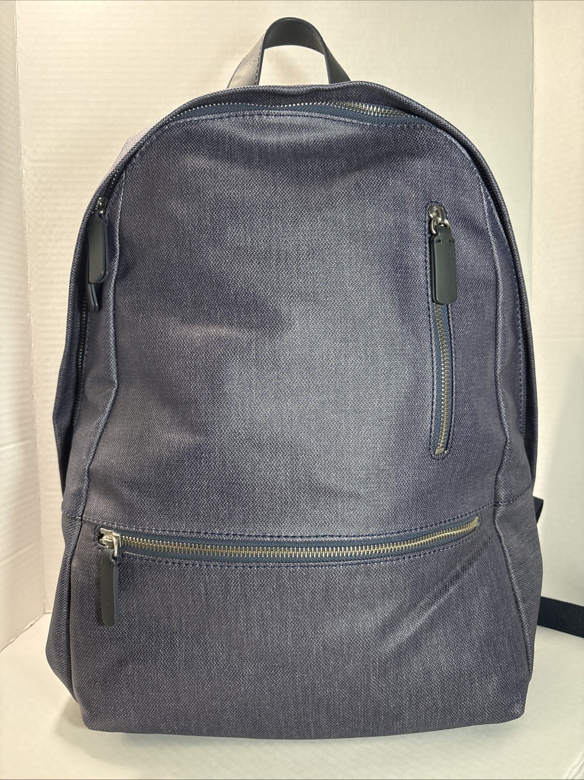 Skagen SMH0226 Ink Blue Minimalist Modern Backpack NWT Textile Leather Trim $225