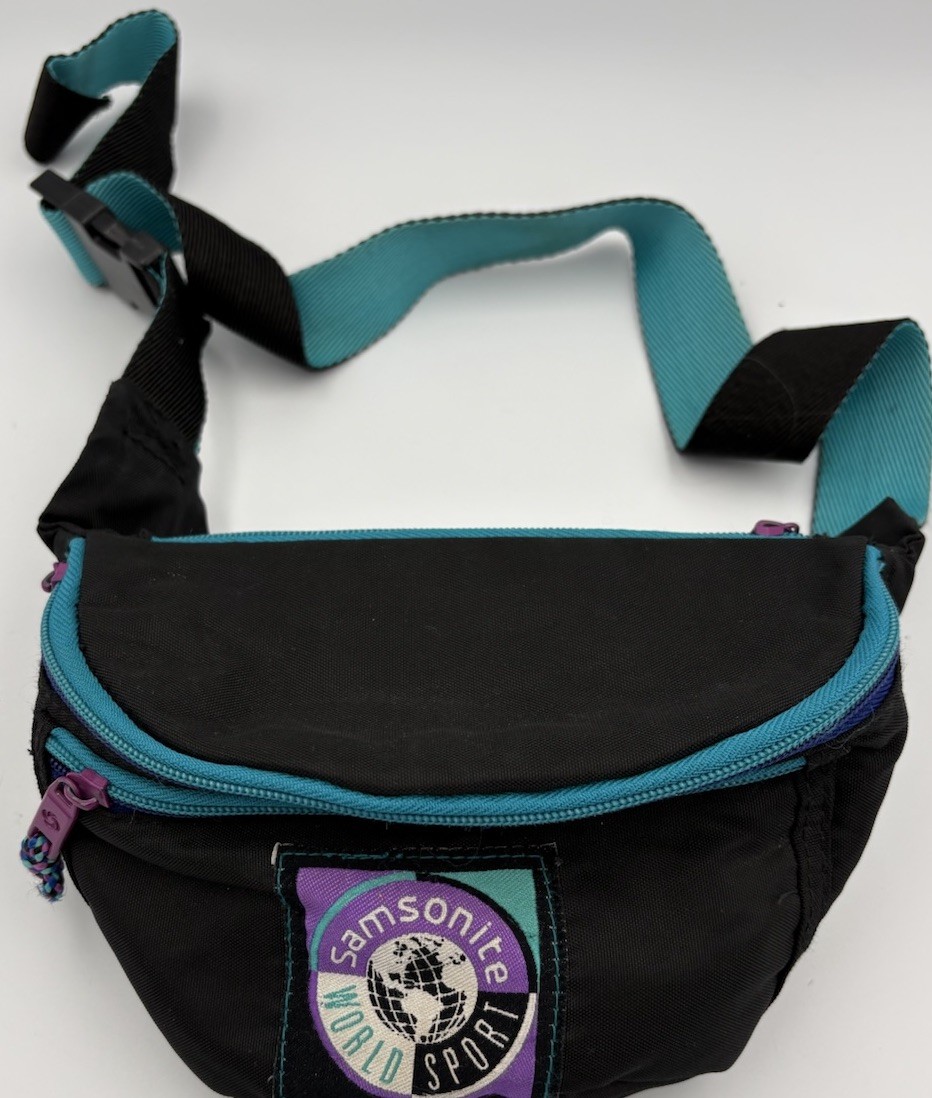 Vintage Samsonite World Sport Fanny Pack Blue Teal Purple Green